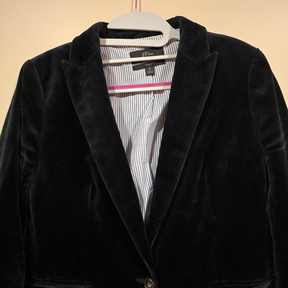 Women's J. Crew Black Velvet "Parke" Lined Blazer Jacket | Size 6 - Picture 3 of 10